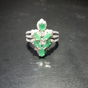 Natural Emerald Cluster Ring iv10